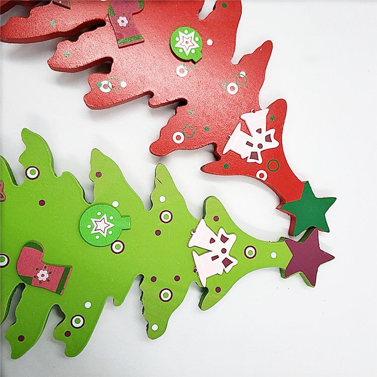 10 Pcs Cartoon Christmas Tree Ornaments with Bells Bulk Set for Home Shelf Mantel Xmas Party Decor