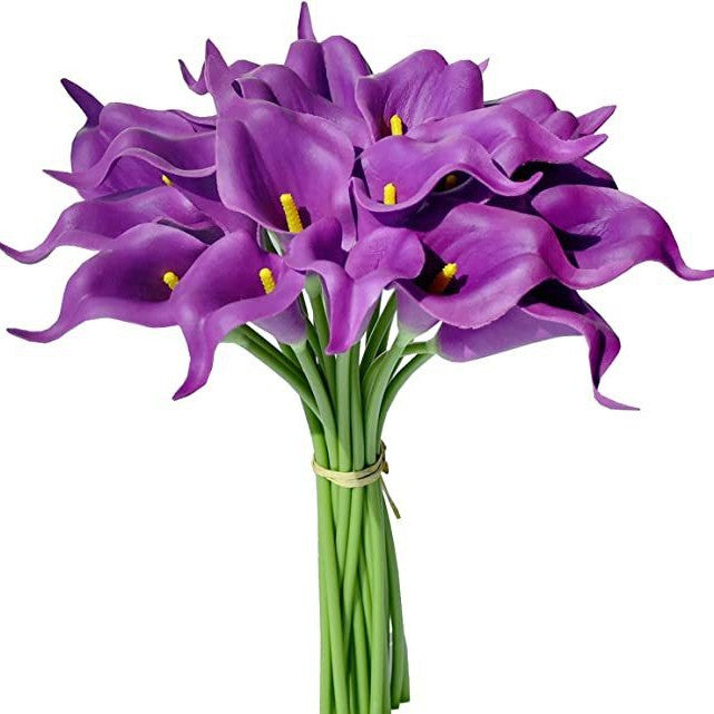 Bulk 20pcs 13.5" Artificial Calla Lily Flowers Pure White Fake Flowers for Mother's Day Wedding Home Decor Wholesale