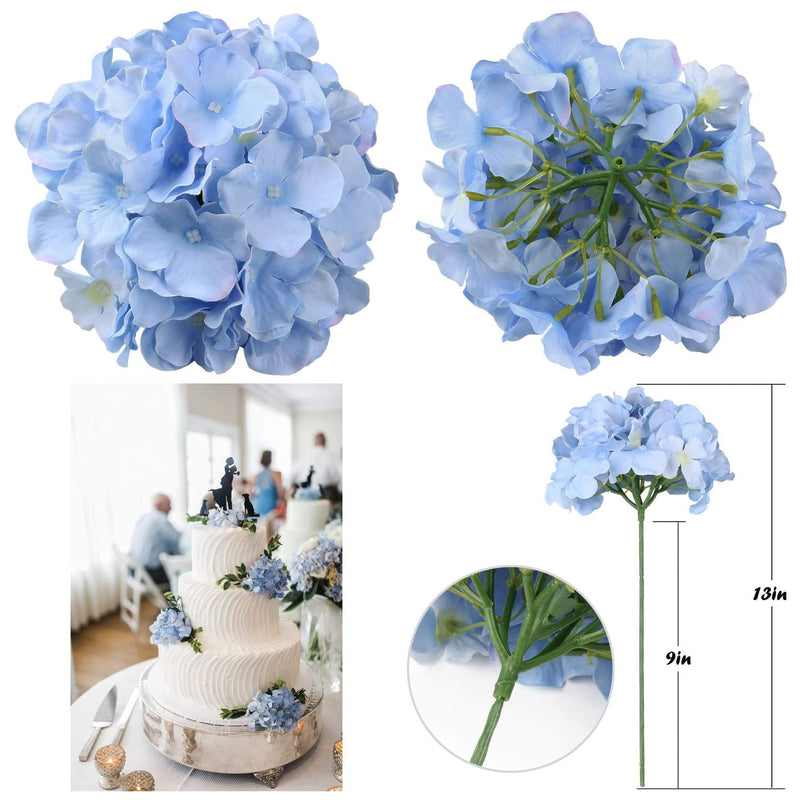 10 Pcs Silk Hydrangea Heads Artificial Flowers Blueberry Blue 4 Inch Realistic for Wedding Home Decor