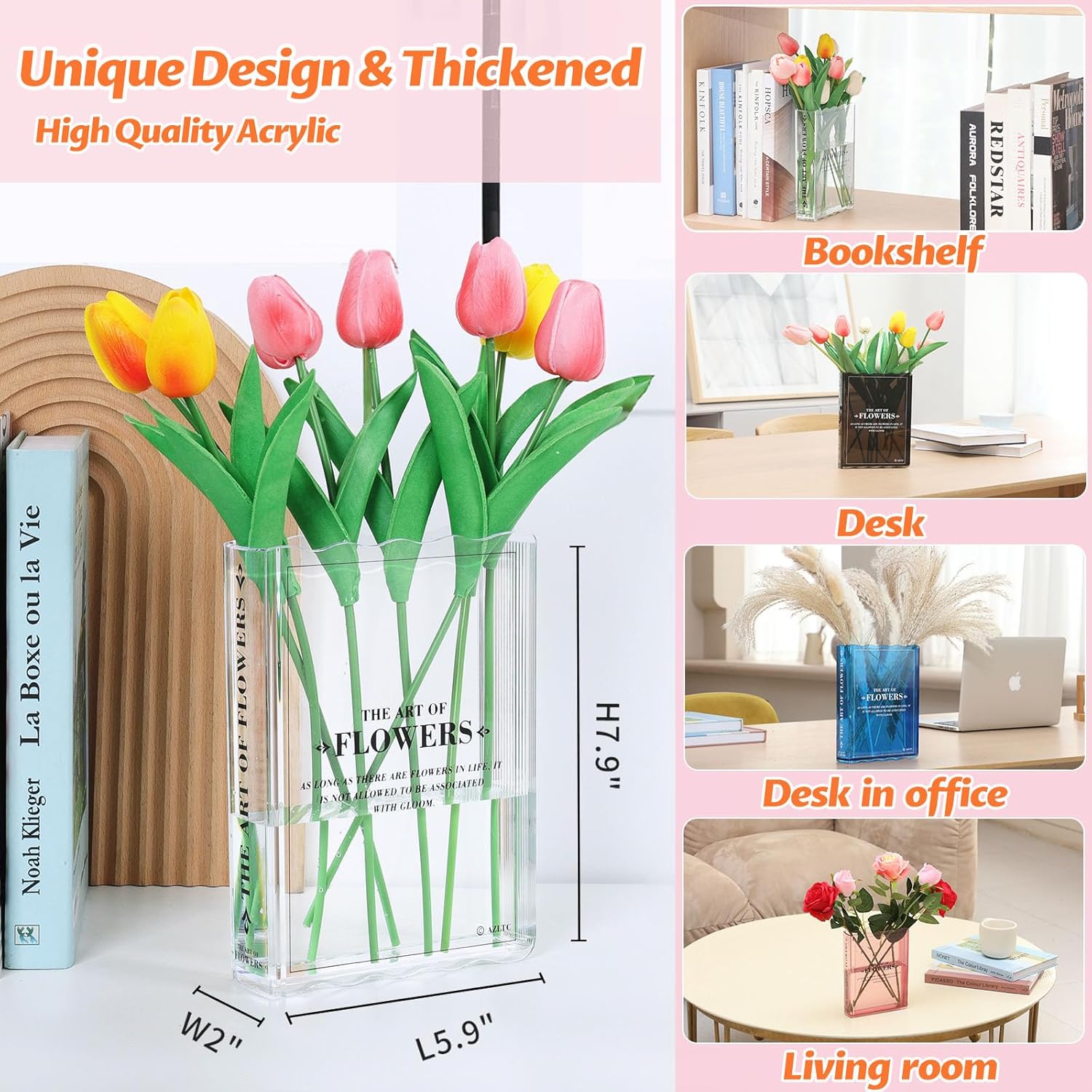 Bulk Book Shaped Flower Vase for Home Office Bookshelf Bedroom Decor Wholesale