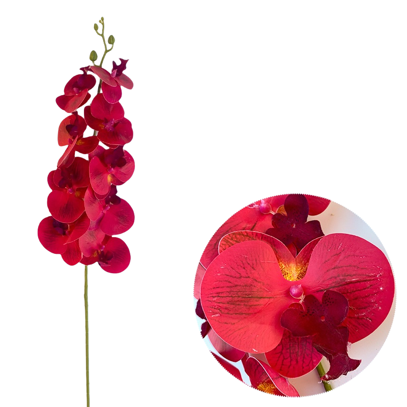 50 Pcs Phalaenopsis Orchid Artificial Flowers Stems, 9 Heads, 48 Colors, Real Touch