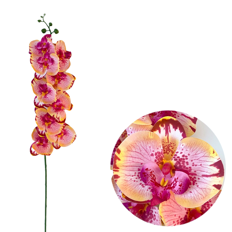 50 Pcs Phalaenopsis Orchid Artificial Flowers Stems, 9 Heads, 48 Colors, Real Touch