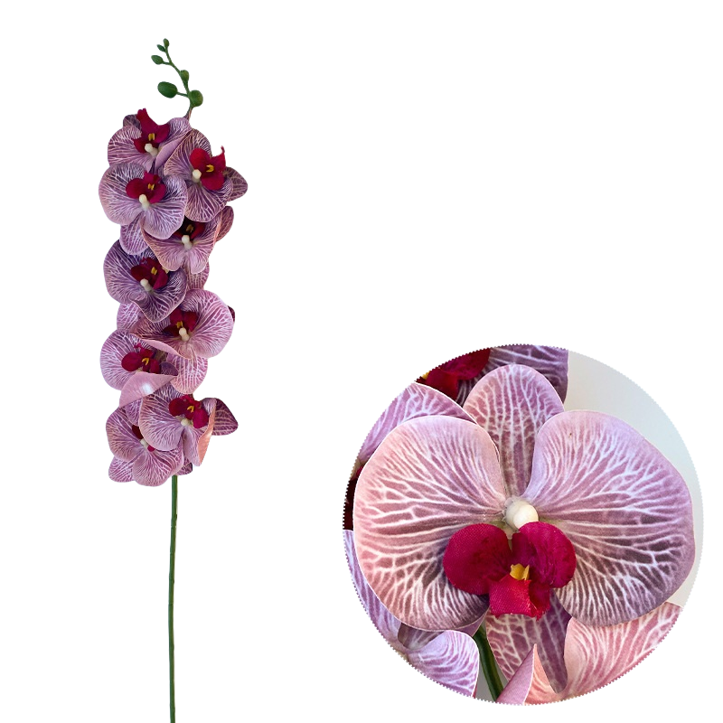 50 Pcs Phalaenopsis Orchid Artificial Flowers Stems, 9 Heads, 48 Colors, Real Touch