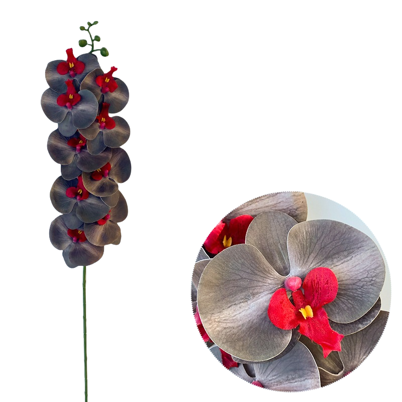 50 Pcs Phalaenopsis Orchid Artificial Flowers Stems, 9 Heads, 48 Colors, Real Touch