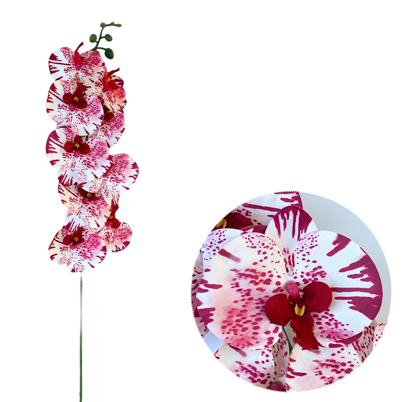 50 Pcs Phalaenopsis Orchid Artificial Flowers Stems, 9 Heads, 48 Colors, Real Touch