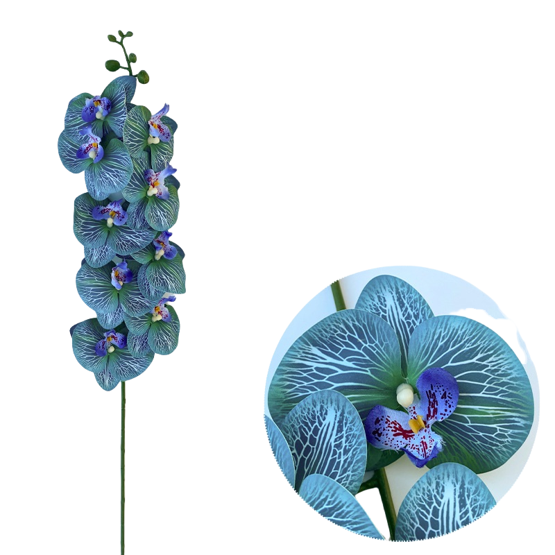 50 Pcs Phalaenopsis Orchid Artificial Flowers Stems, 9 Heads, 48 Colors, Real Touch