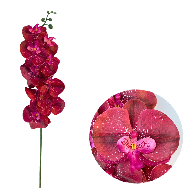 50 Pcs Phalaenopsis Orchid Artificial Flowers Stems, 9 Heads, 48 Colors, Real Touch