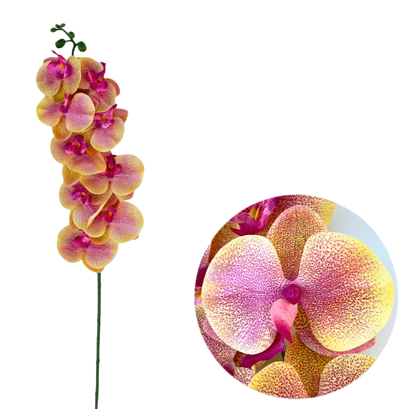 50 Pcs Phalaenopsis Orchid Artificial Flowers Stems, 9 Heads, 48 Colors, Real Touch