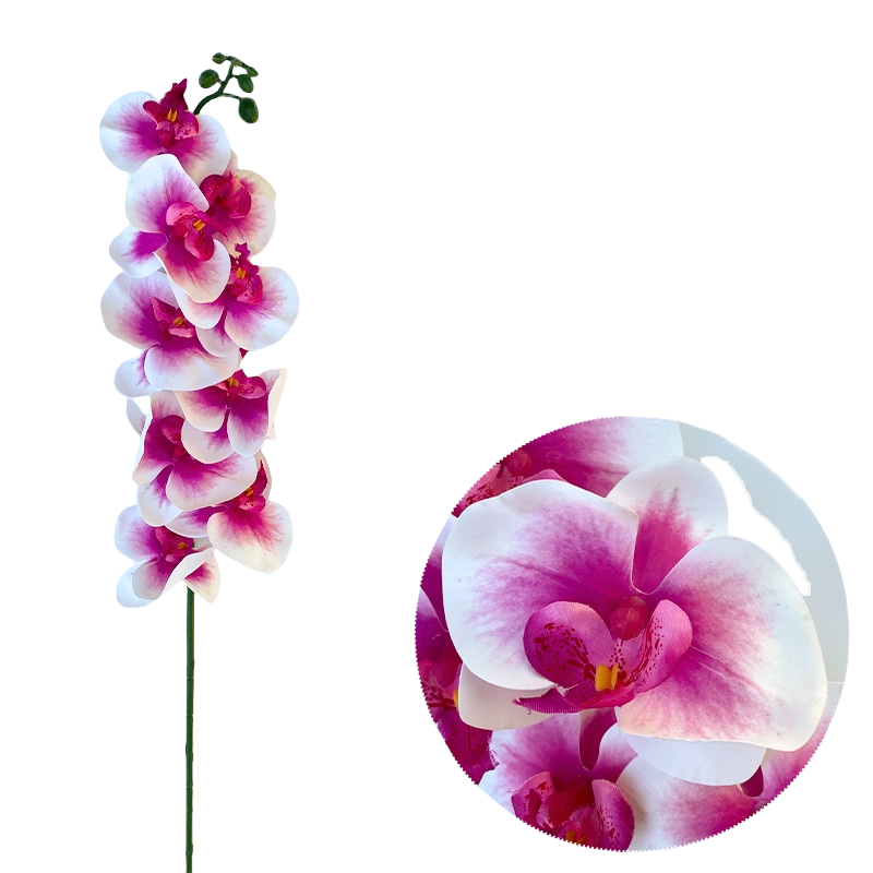 50 Pcs Phalaenopsis Orchid Artificial Flowers Stems, 9 Heads, 48 Colors, Real Touch