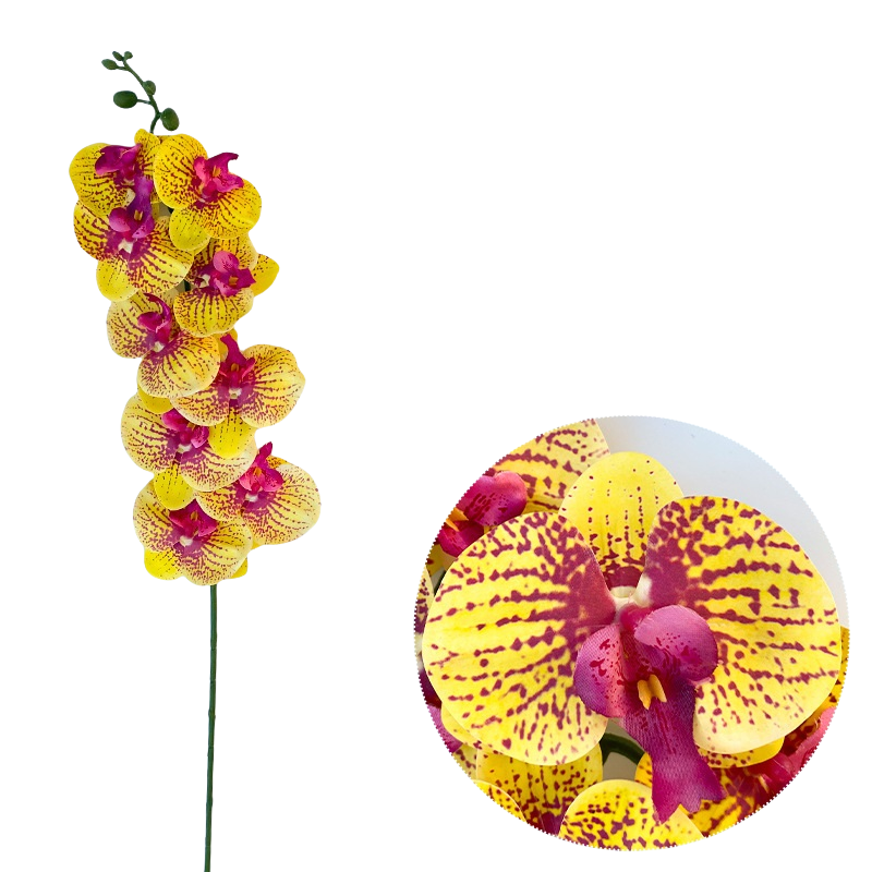 50 Pcs Phalaenopsis Orchid Artificial Flowers Stems, 9 Heads, 48 Colors, Real Touch