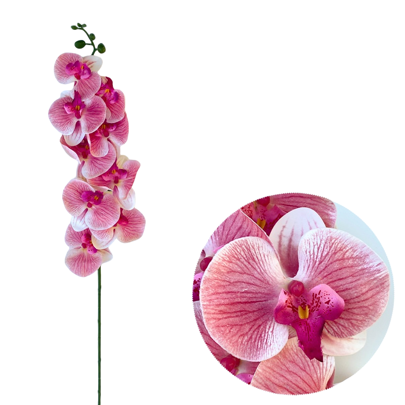 50 Pcs Phalaenopsis Orchid Artificial Flowers Stems, 9 Heads, 48 Colors, Real Touch