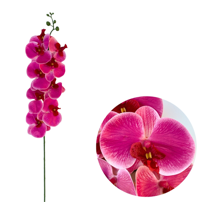 50 Pcs Phalaenopsis Orchid Artificial Flowers Stems, 9 Heads, 48 Colors, Real Touch