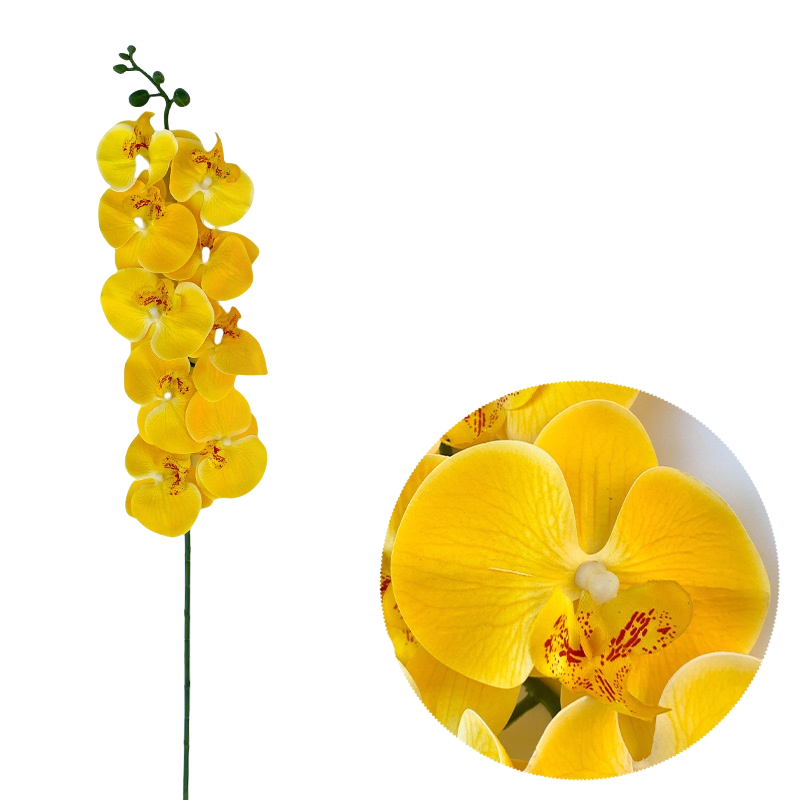 50 Pcs Phalaenopsis Orchid Artificial Flowers Stems, 9 Heads, 48 Colors, Real Touch