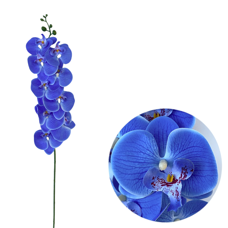 50 Pcs Phalaenopsis Orchid Artificial Flowers Stems, 9 Heads, 48 Colors, Real Touch