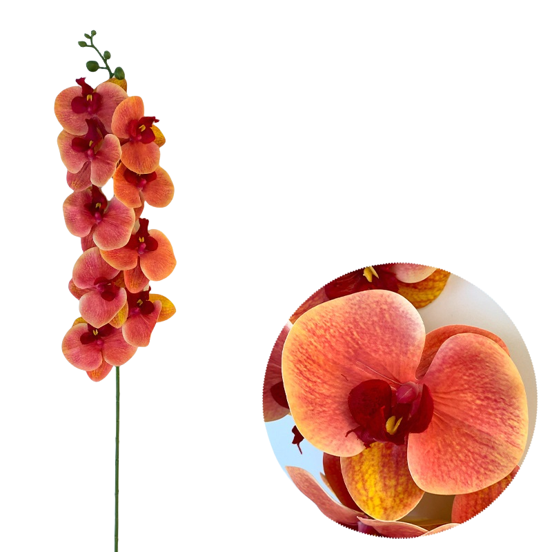 50 Pcs Phalaenopsis Orchid Artificial Flowers Stems, 9 Heads, 48 Colors, Real Touch