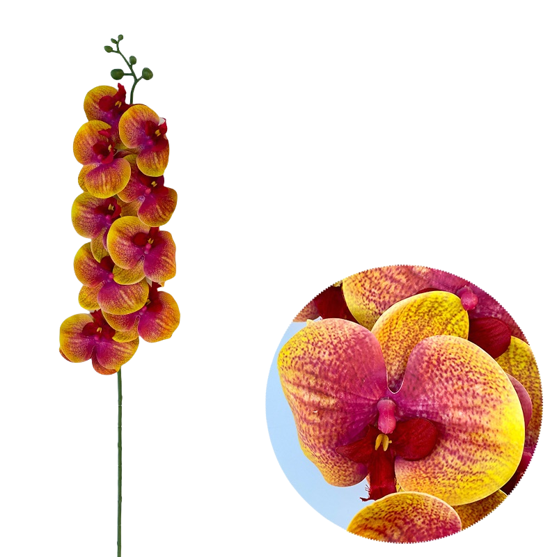 50 Pcs Phalaenopsis Orchid Artificial Flowers Stems, 9 Heads, 48 Colors, Real Touch