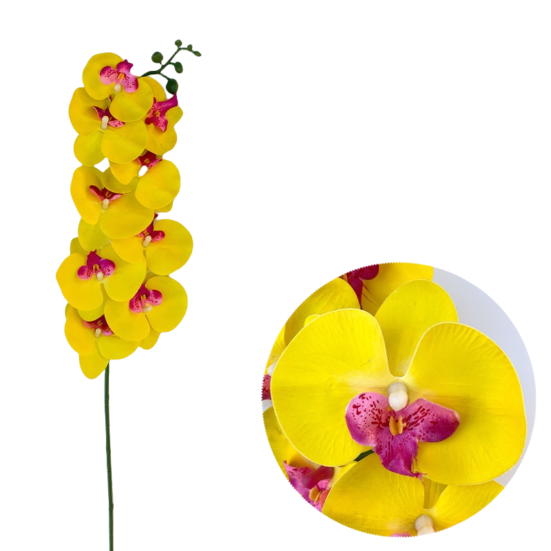 50 Pcs Phalaenopsis Orchid Artificial Flowers Stems, 9 Heads, 48 Colors, Real Touch