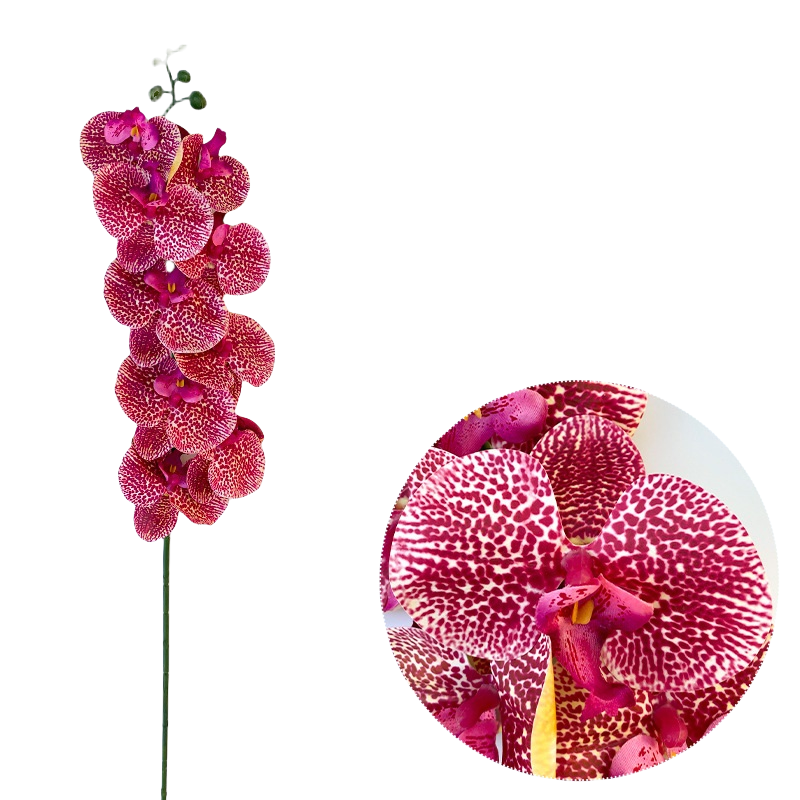 50 Pcs Phalaenopsis Orchid Artificial Flowers Stems, 9 Heads, 48 Colors, Real Touch