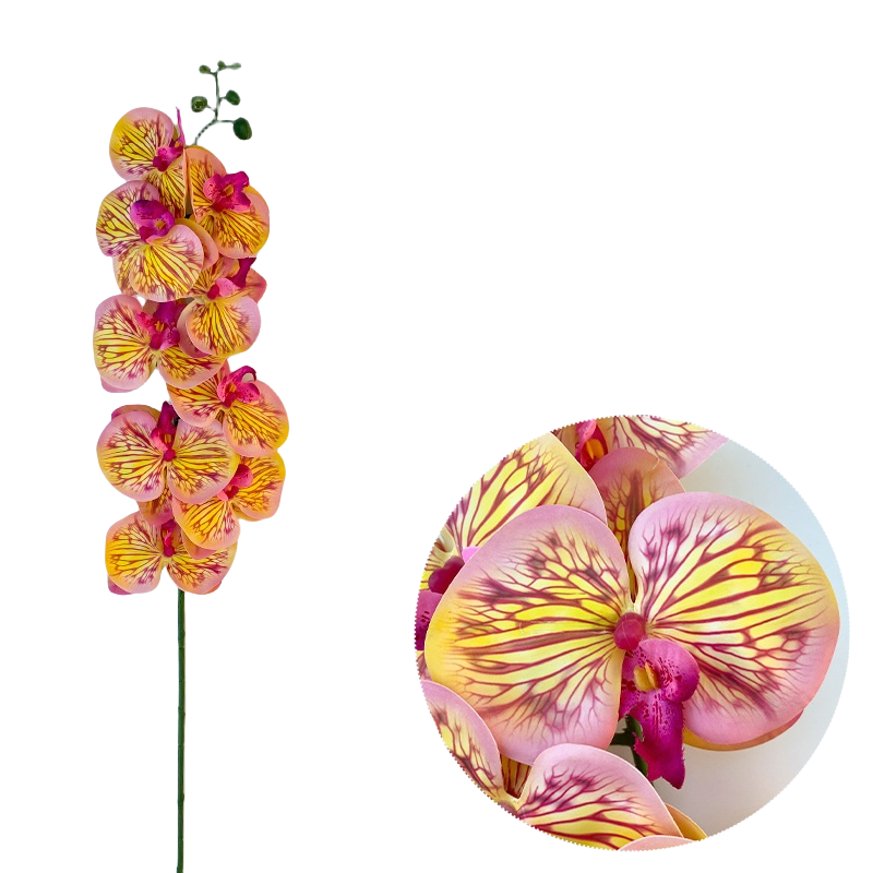 50 Pcs Phalaenopsis Orchid Artificial Flowers Stems, 9 Heads, 48 Colors, Real Touch