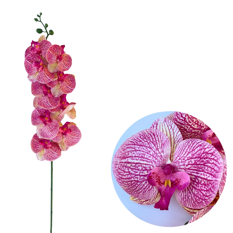 50 Pcs Phalaenopsis Orchid Artificial Flowers Stems, 9 Heads, 48 Colors, Real Touch