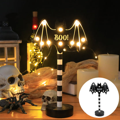 Bulk 2Pcs Halloween LED Pumpkin Ghost Skull Wooden Decorations – Spooky Light-Up Party Decor Wholesale