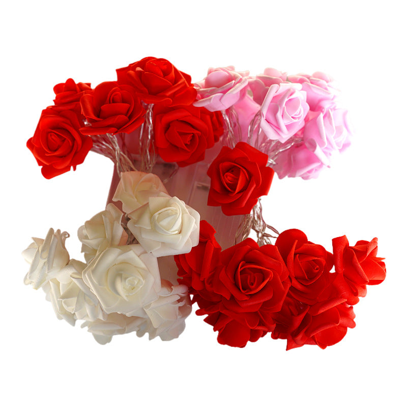 Bulk 10FT 20LED Pink Rose Flower String Lights Battery Operated 5cm Large Rose Flowers for Valentine's Day Wedding Home Party Festival Decor Wholesale