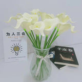 Bulk 20pcs 13.5" Artificial Calla Lily Flowers Pure White Fake Flowers for Mother's Day Easter Wedding Home Decor Wholesale