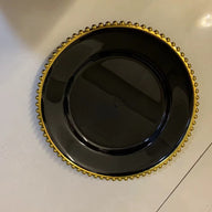 Bulk 100 Pcs Plastic Charger Plates 13" Gold Bead Rim Round Tableware for Wedding Party Event Decor Wholesale