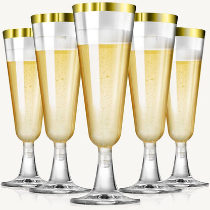 Bulk 40 Pcs Plastic Champagne Flutes 5.5 oz Disposable Clear Mimosa Glasses for Wedding New Year Cocktail Party Wholesale