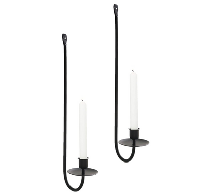 Bulk 2 Pcs Modern Black Metal Wall Candle Holder 16.5"×5"×3" Perfect for Living Room Farmhouse Fireplace Wedding Decor Wholesale