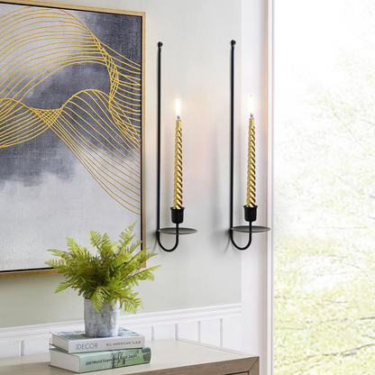 Bulk 2 Pcs Modern Black Metal Wall Candle Holder 16.5"×5"×3" Perfect for Living Room Farmhouse Fireplace Wedding Decor Wholesale