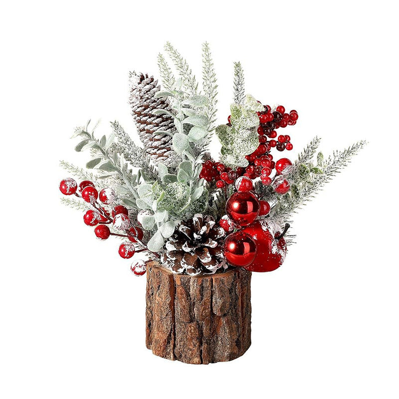 Bulk Small Christmas Tree Tabletop Artificial Mini Christmas Tree with Red Berry Pine Cone Greenery for Home Xmas Decor Wholesale