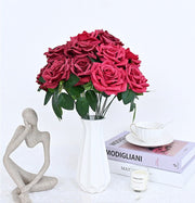 20 Colors Tea Rose Bush Bouquet Artificial Silk Flowers Bulk Wholesale 20 Pcs