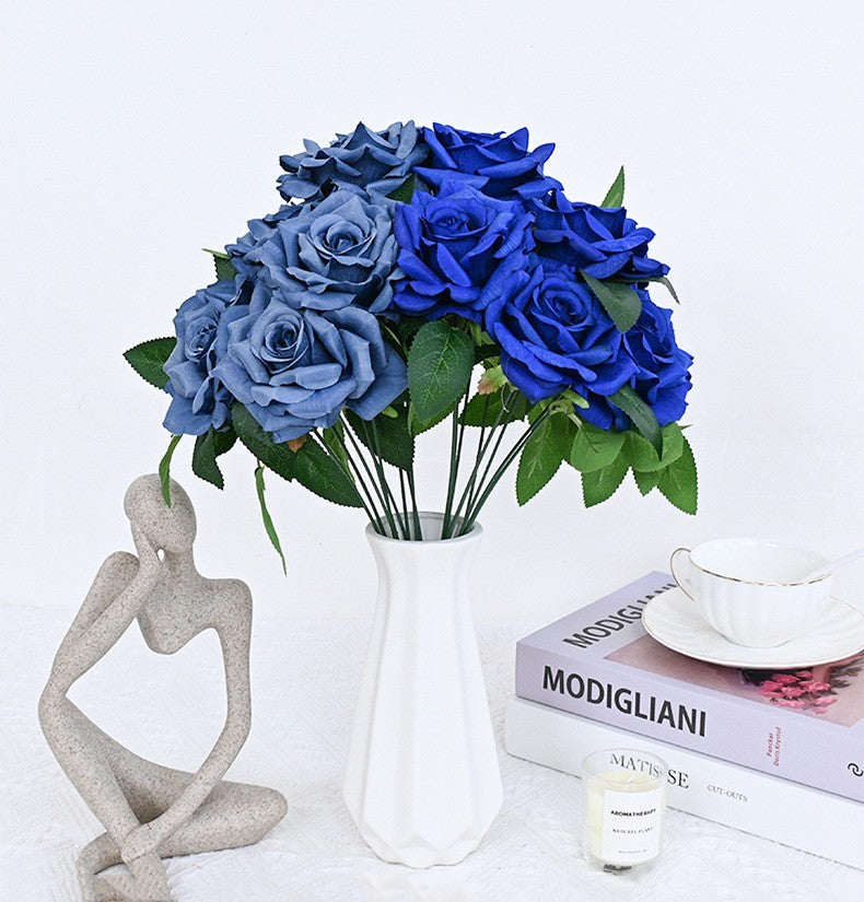 20 Colors Tea Rose Bush Bouquet Artificial Silk Flowers Bulk Wholesale 20 Pcs