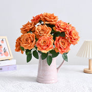 20 Colors Tea Rose Bush Bouquet Artificial Silk Flowers Bulk Wholesale 20 Pcs