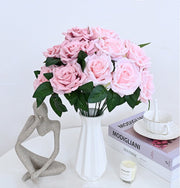 20 Colors Tea Rose Bush Bouquet Artificial Silk Flowers Bulk Wholesale 20 Pcs