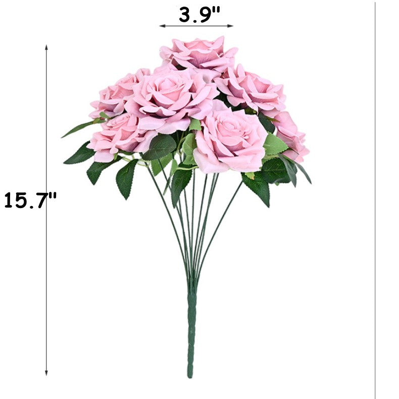 20 Colors Tea Rose Bush Bouquet Artificial Silk Flowers Bulk Wholesale 20 Pcs