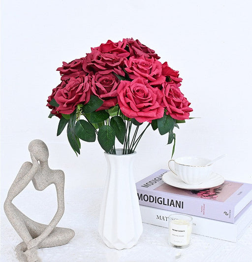 20 Colors Tea Rose Bush Bouquet Artificial Silk Flowers Bulk Wholesale 20 Pcs