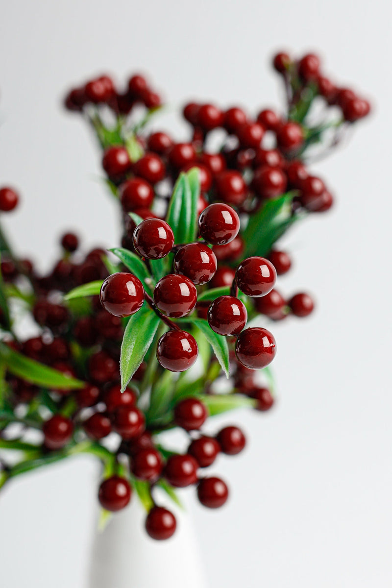 14 Inch Holly Berry Stems Picks 12 Pcs Artificial Christmas Berries Faux Holiday Decor