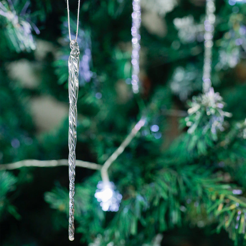 36 Pcs Clear Glass Icicle Drop Ornaments Christmas Decorations Bulk Pack