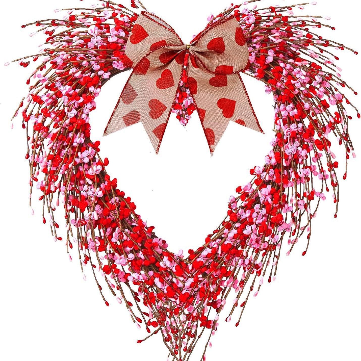 Valentine's Day Faux Forsythia Wreaths (6 Styles/Sizes) - Pink & Red Romantic Decor