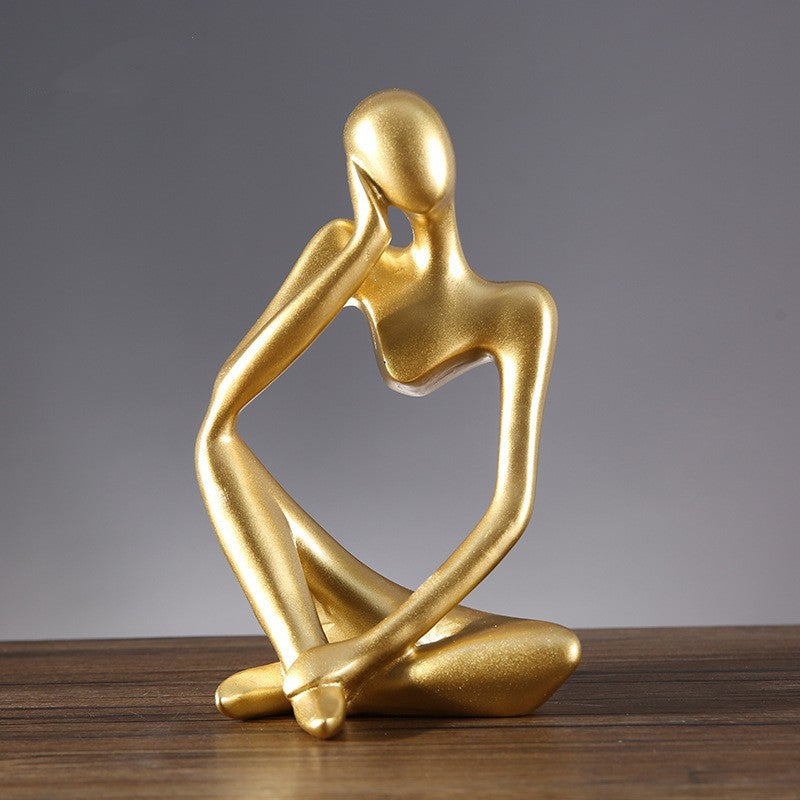 Abstract Thinking Figure Decor – Resin Art Sculpture for Living Room & TV Stand (7.1”x5.3”x11.4”)