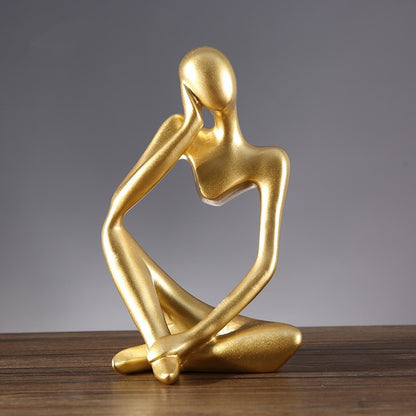 Abstract Thinking Figure Decor – Resin Art Sculpture for Living Room & TV Stand (7.1”x5.3”x11.4”)
