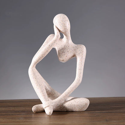 Abstract Thinking Figure Decor – Resin Art Sculpture for Living Room & TV Stand (7.1”x5.3”x11.4”)