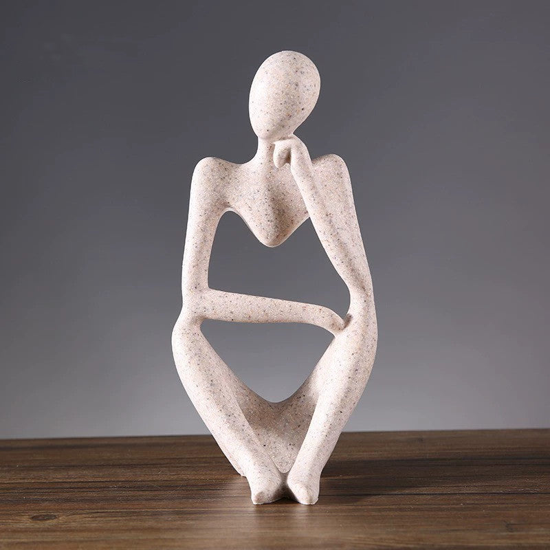 Abstract Thinking Figure Decor – Resin Art Sculpture for Living Room & TV Stand (7.1”x5.3”x11.4”)