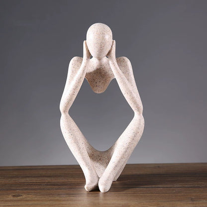 Abstract Thinking Figure Decor – Resin Art Sculpture for Living Room & TV Stand (7.1”x5.3”x11.4”)