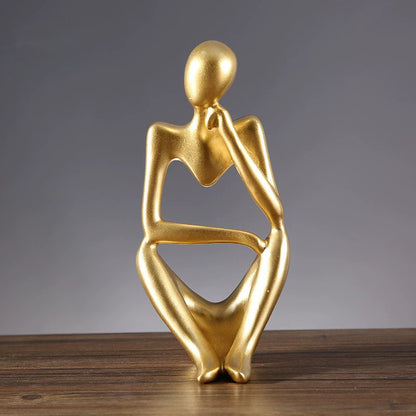 Abstract Thinking Figure Decor – Resin Art Sculpture for Living Room & TV Stand (7.1”x5.3”x11.4”)