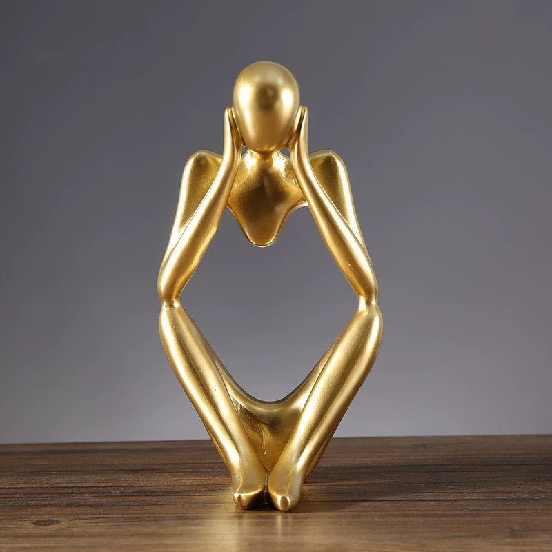 Abstract Thinking Figure Decor – Resin Art Sculpture for Living Room & TV Stand (7.1”x5.3”x11.4”)