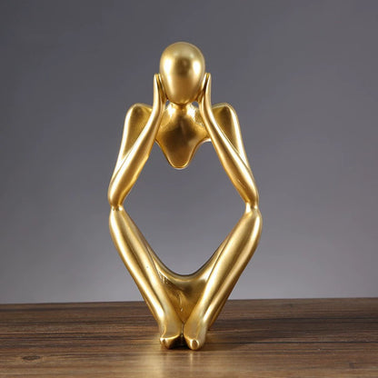 Abstract Thinking Figure Decor – Resin Art Sculpture for Living Room & TV Stand (7.1”x5.3”x11.4”)