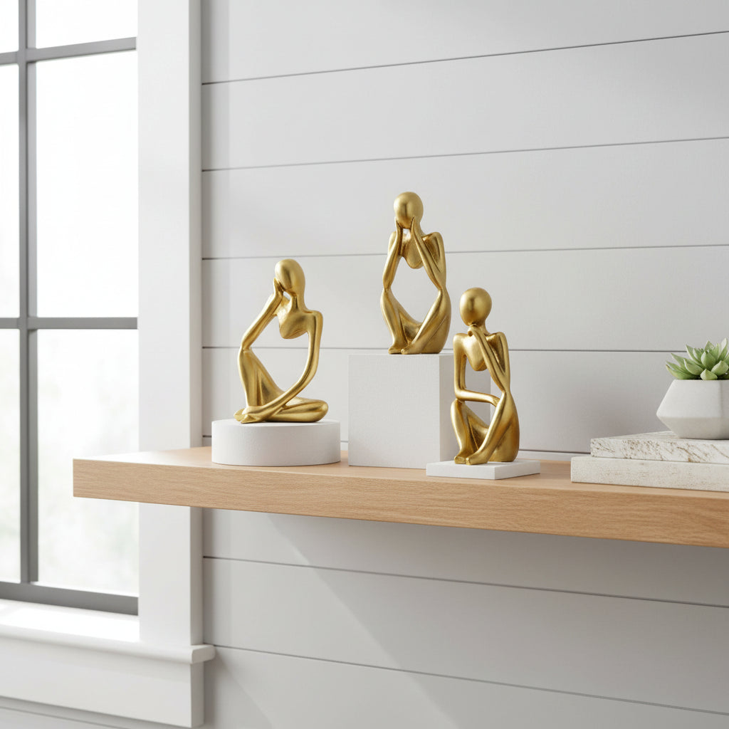 Abstract Thinking Figure Decor – Resin Art Sculpture for Living Room & TV Stand (7.1”x5.3”x11.4”)